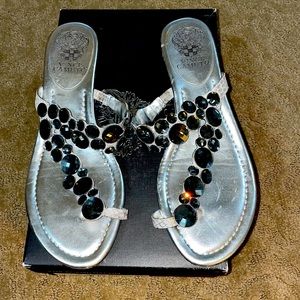Vince Camuto silver thong sandals